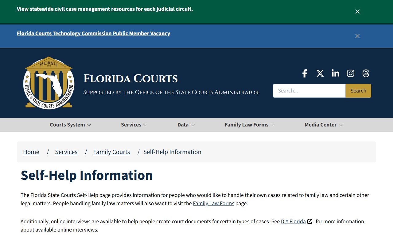 Lake County circuit court self-help resources from the Florida Courts site