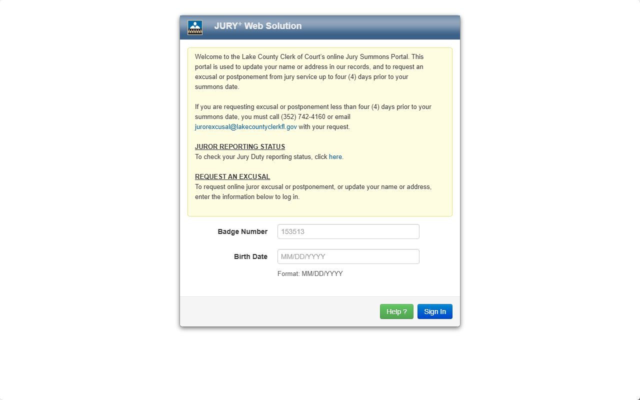 Lake County court records jury login portal