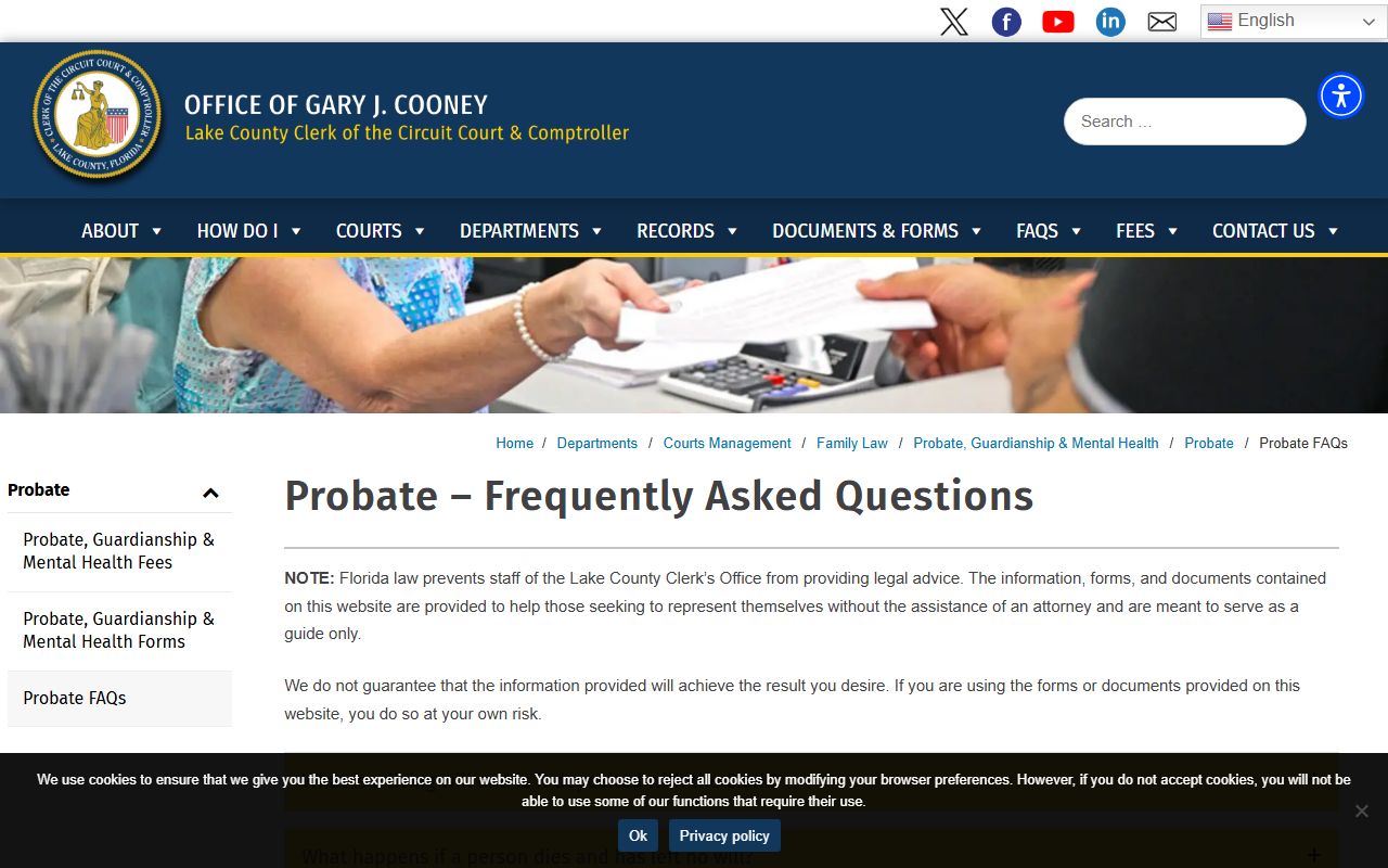 Lake County probate records official probate FAQs