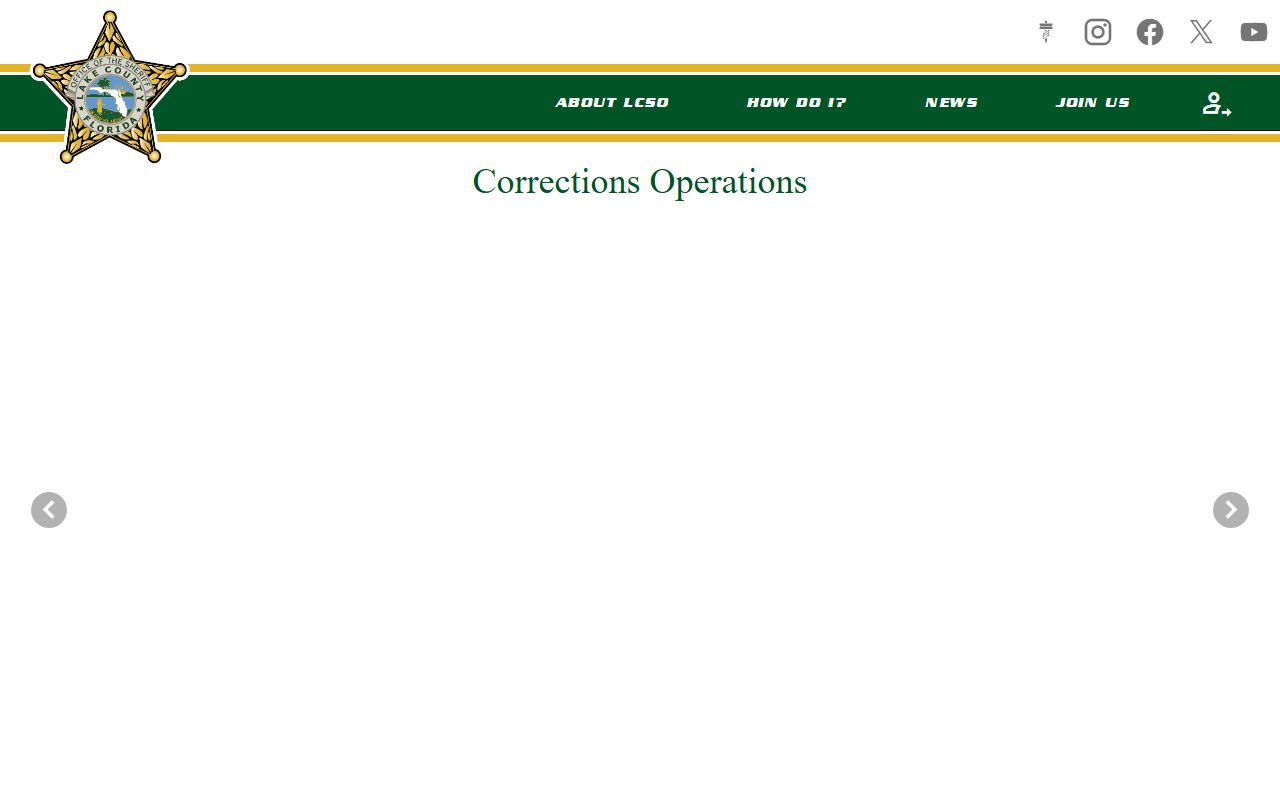Lake County inmate population Corrections Operations page with capacity ADP and staffing facts