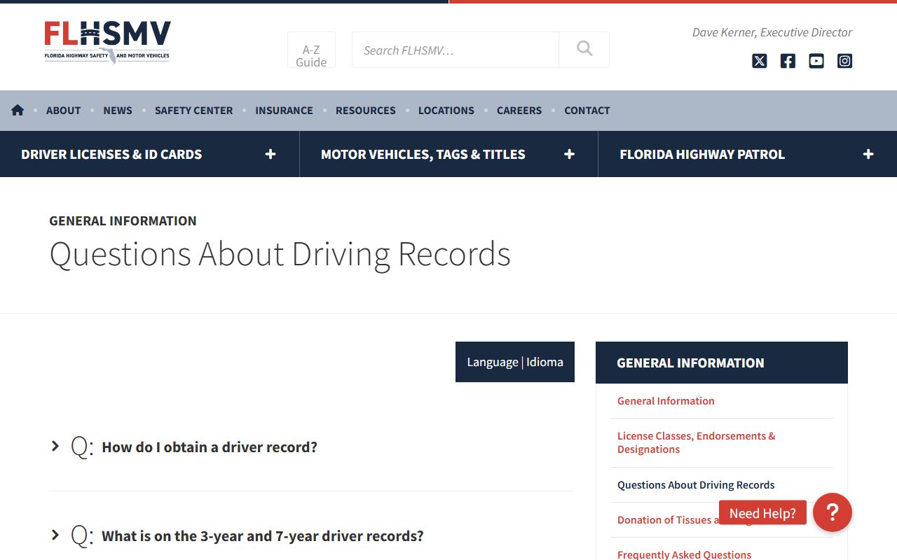 Lake County traffic court records FLHSMV driver record FAQ page