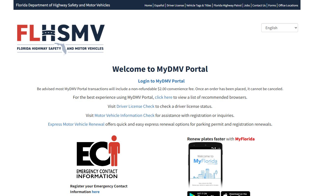 Lake County traffic court records Florida MyDMV portal landing page