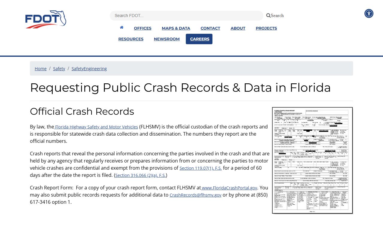 Lake County traffic court records FDOT crash records information page